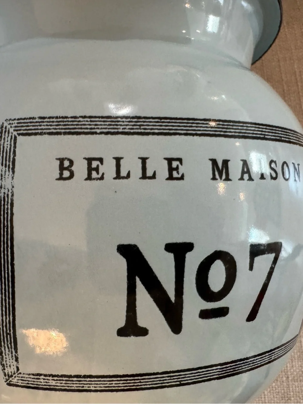Victorian Trading Belle Robins egg Maison No 7 White Enamel Ware Jar